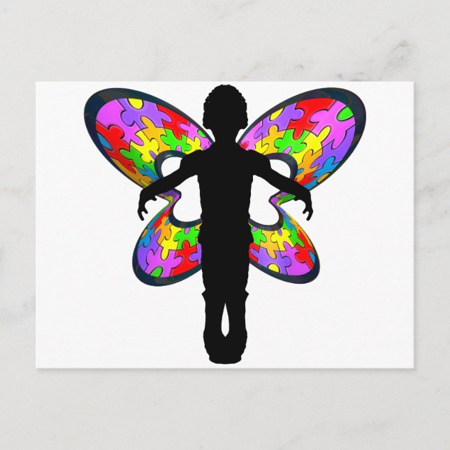 Carte Postale Ruban autistique papillon (Devant)