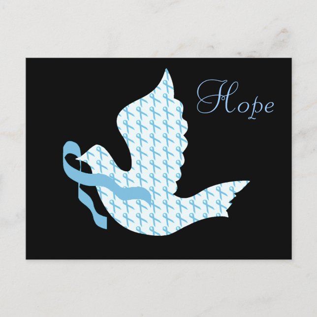 Carte Postale Ruban bleu clair Dove of Hope - Cancer de la prost (Devant)