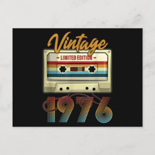 Carte Postale Ruban cassette anniversaire 45 ans Vintage 1976 An