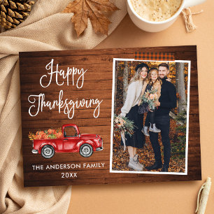Carte Postale Ruban Craft Plaid Calligraphie Thanksgiving Camion