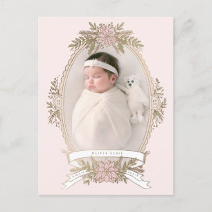 Carte Postale Ruban de cadre ovale féminin et verdure de vacance