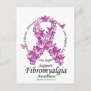 Carte Postale Ruban de Fibromyalgie des papillons