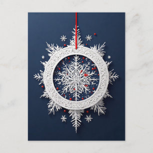Carte Postale ✨ Ruban de flocon de neige élégant, magie des fête