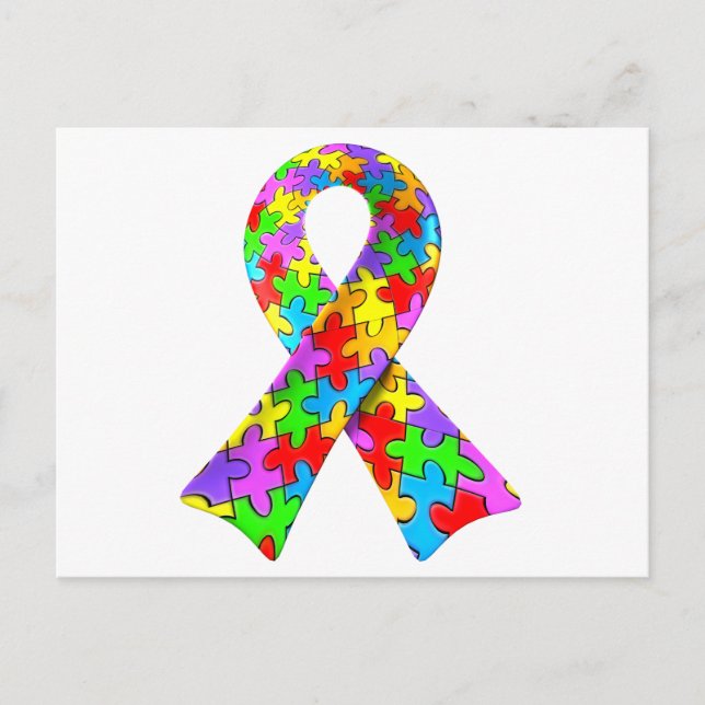 Carte Postale Ruban de puzzle de Sensibilisation sur l'autisme 3 (Devant)