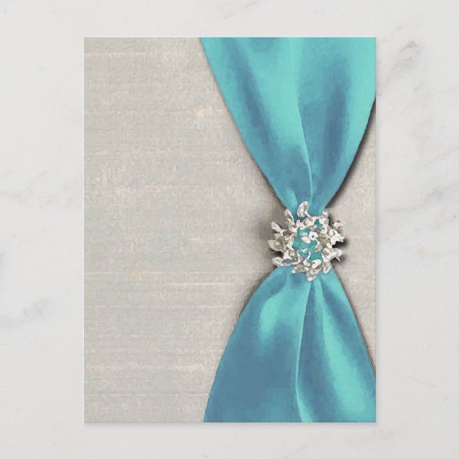 Carte Postale ruban de satin bleu avec copie de bijou (Devant)
