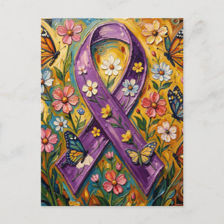 Carte Postale Ruban de sensibilisation violet Fibro