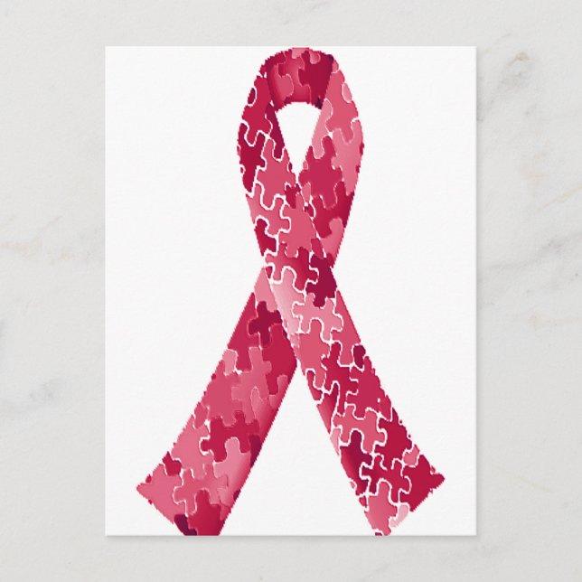 Carte Postale Ruban Motif de puzzle rouge (Devant)