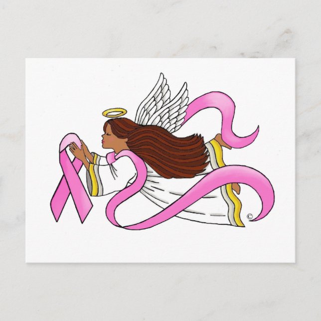 Carte Postale "Ruban rose" Angel de sensibilisation ethnique (Devant)