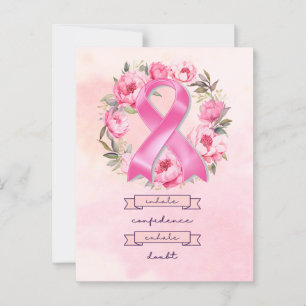 Carte Postale Ruban rose Conscience du cancer du sein avec des f