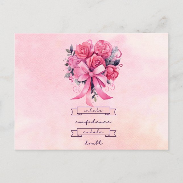 Carte Postale Ruban rose Conscience du cancer du sein avec des f (Devant)