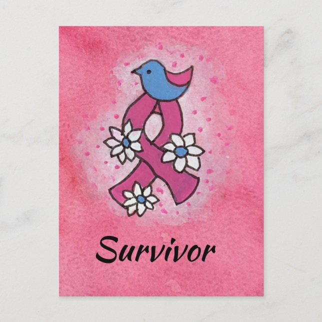Carte Postale Ruban rose de la survivante du cancer du sein oise (Devant)