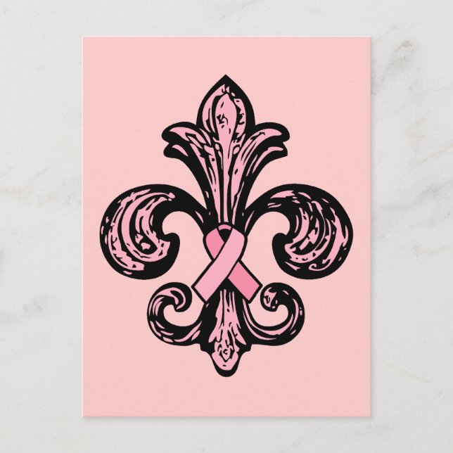 Carte Postale Ruban rose Fleur de lis (Devant)