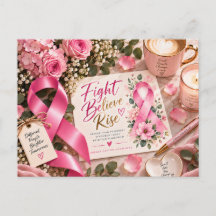 Ruban rose floral de sensibilisation au cancer du 