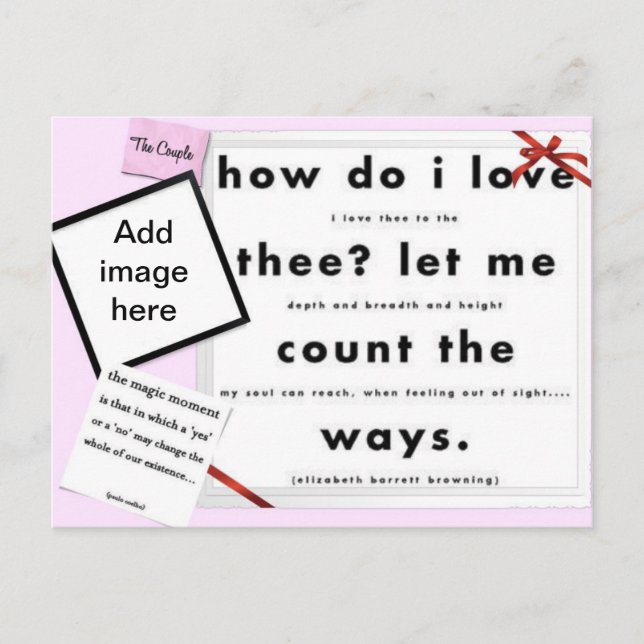 Carte Postale Ruban Rouge Comment J'Aime (Devant)