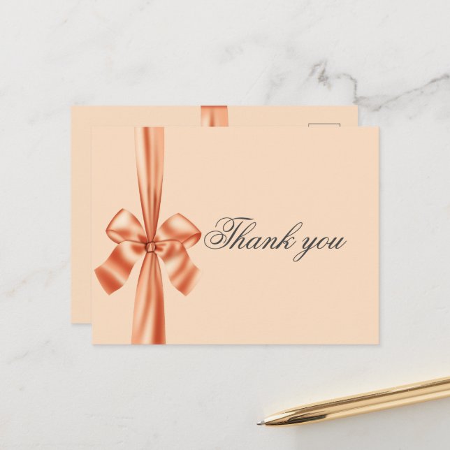 Carte Postale Ruban Satin Péché Mariage Merci (Devant/Arrière en situation)