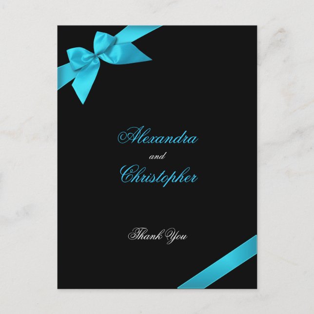 Carte Postale Ruban Turquoise Merci (Devant)