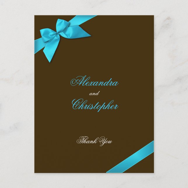 Carte Postale Ruban Turquoise sur Merci Brown (Devant)