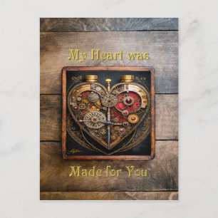 Carte Postale Rubies Et Engrenages Coeur Steampunk Series