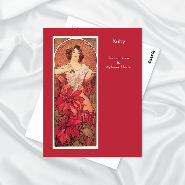 Carte Postale Ruby Alphonse Mucha Precious Stones Series (Créateur téléchargé)