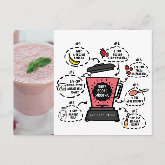 Carte postale Ruby Boost Smoothie Recette (Devant)