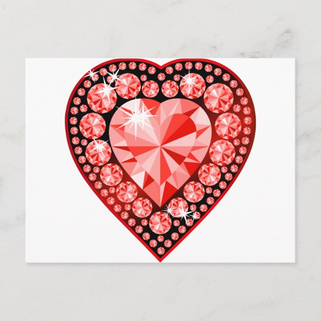 Carte Postale Ruby Gemstone Heart (Devant)