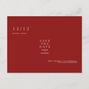 Carte Postale Ruby Red Texte simple Mariage seulement Enregistre