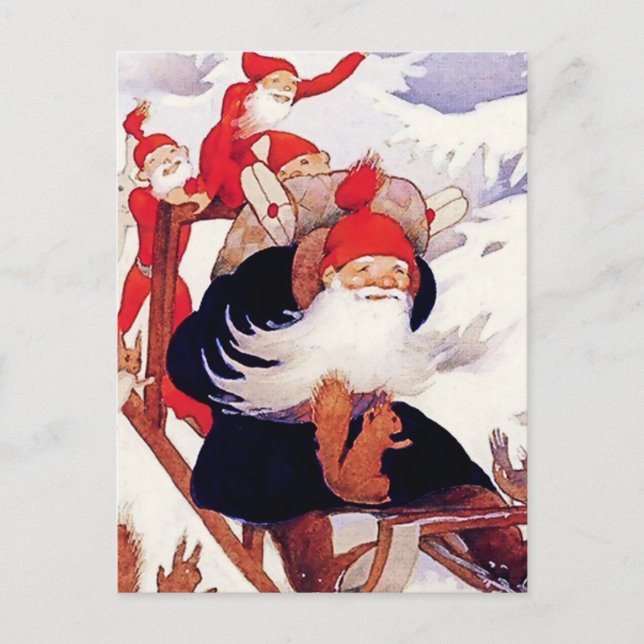 Carte Postale Rudolf Koivu "Elves Sled Ride" (Devant)