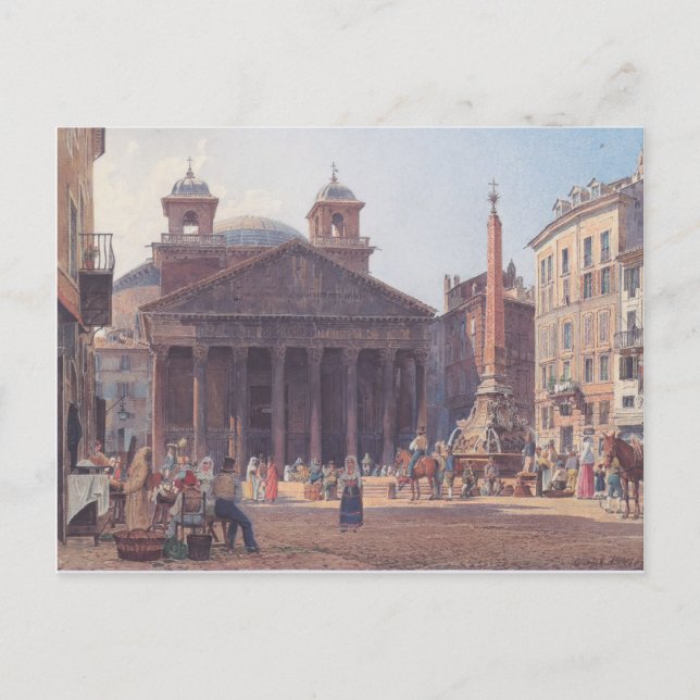 Carte Postale Rudolf von Alt - Le Panthéon et la Piazza della (Devant)