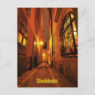 Carte Postale Rue à Gamla Stan à Stockholm, Suède la nuit