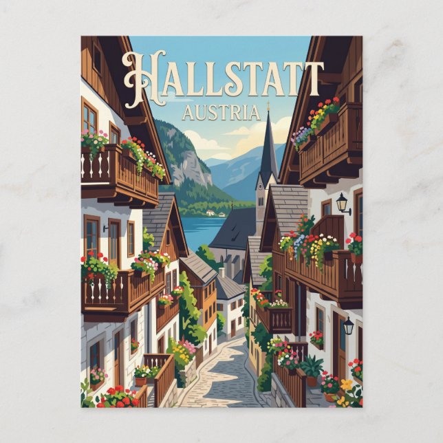 Carte Postale Rue à Hallstatt Autriche (Devant)
