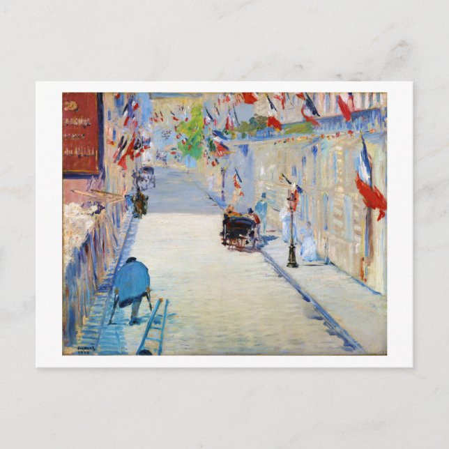 Carte Postale Rue avec drapeaux français, Manet (Devant)