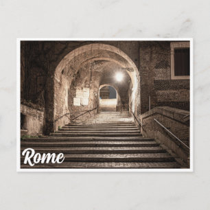 Carte Postale Rue avec escaliers en pierre avec arc à Rome, Ital