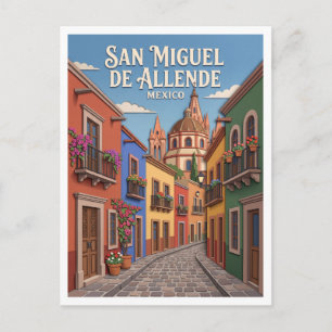 Carte Postale rue coloniale colorée de San Miguel de Allende