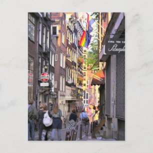 Carte Postale Rue commerçante dans le vieux, Amsterdam