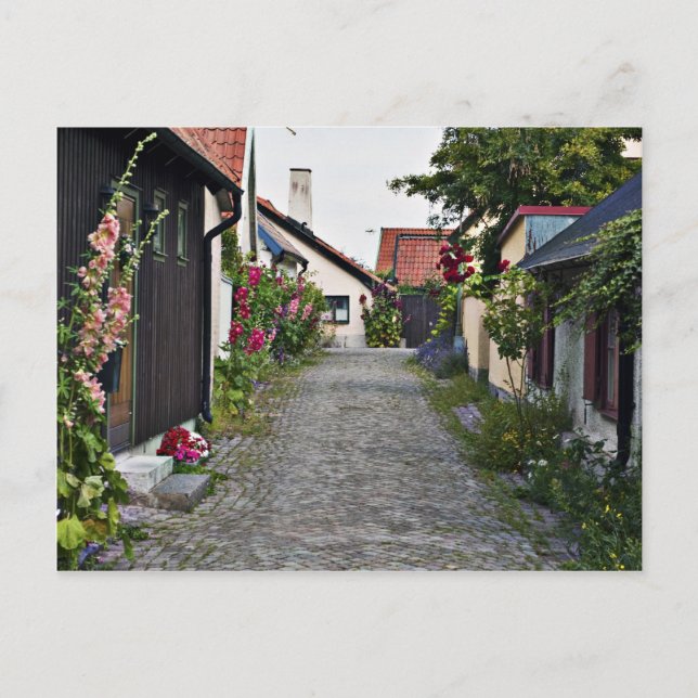 Carte Postale Rue dans le vieux Visby Suède (Devant)