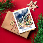 Carte Postale rue de Noël Joyeuses Fêtes Californie<br><div class="desc">Bonnes Fêtes Noël hiver neige rue Californie salutations Noël nouvelle année carte postale,  neige hiver merveilleuse dans Nevada ville Californie aquarelle moderne</div>
