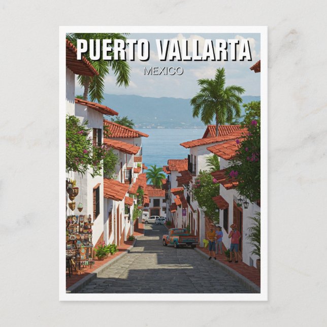 Carte Postale Rue de Puerto Vallarta Mexique Voyage (Devant)