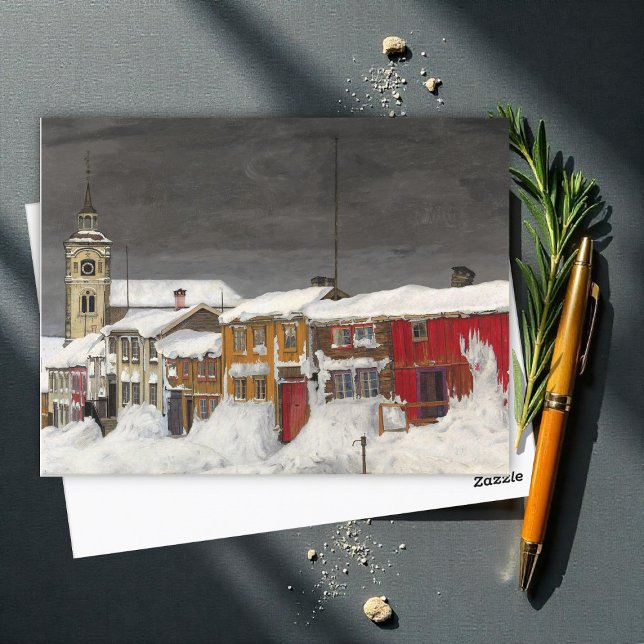 Carte Postale Rue de Røros en hiver, Art d'hiver (Créateur téléchargé)