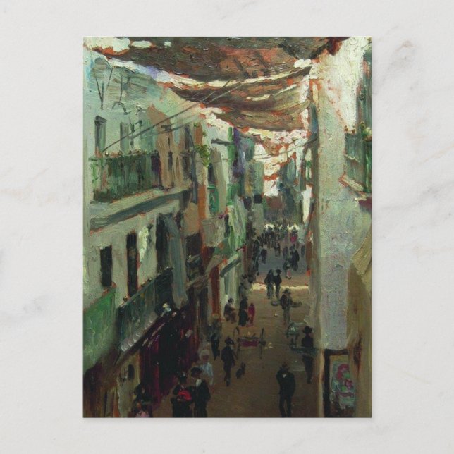 Carte Postale Rue des serpents à Séville par Ilya Repin (Devant)