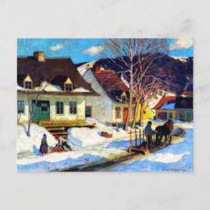 Carte Postale Rue du village de Québec - Oeuvre de Clarence Gagn