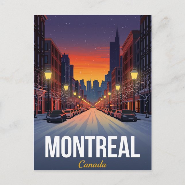 Carte Postale Rue enneigée de Montréal en hiver (Devant)