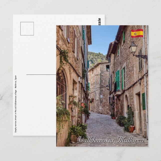 Carte Postale Rue étroite dans le village de Valldemossa - Mallo (Devant / Derrière)