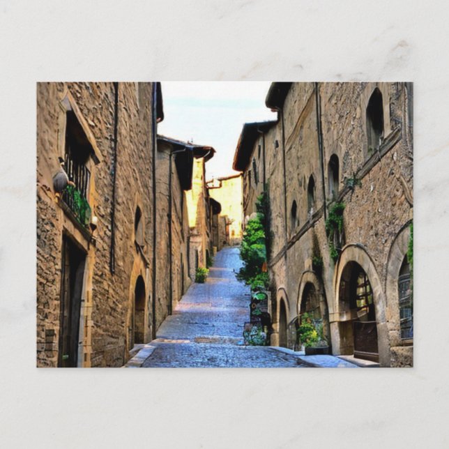 Carte Postale Rue étroite de Orvieto Peinture, Italie (Devant)