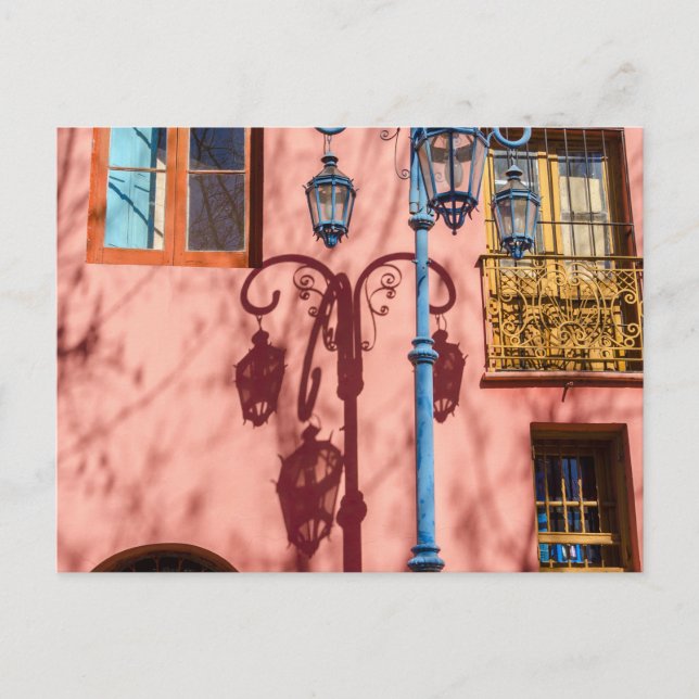 Carte Postale Rue-feu et mur rose (Devant)