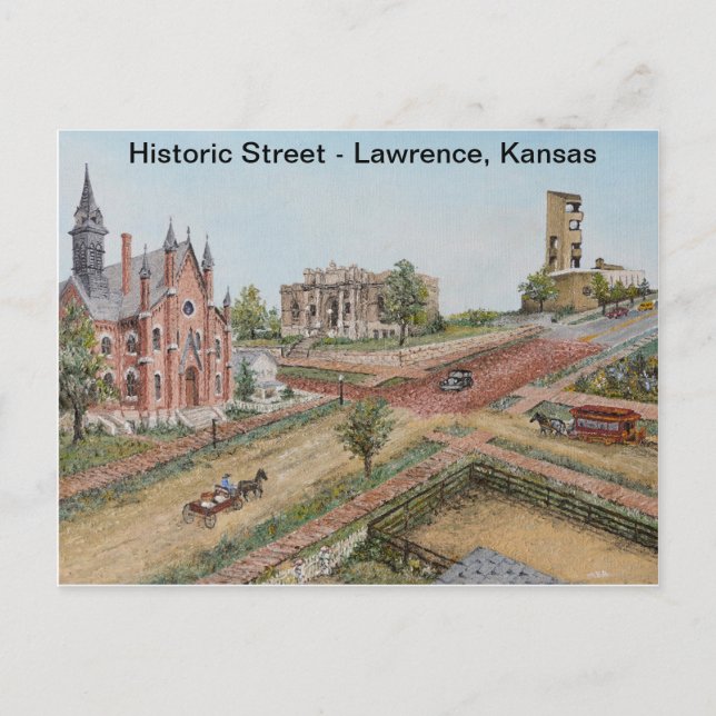 Carte postale - Rue historique : Lawrence, Kansas (Devant)