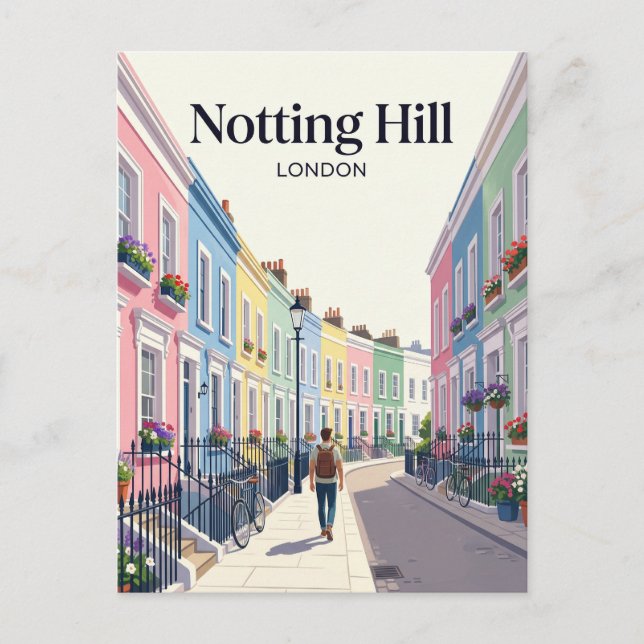 Carte Postale Rue Notting Hill Royaume-Uni (Devant)