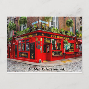 Carte Postale rue pavée du Temple Bar à Dublin en Irlande