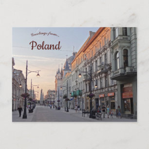 Carte Postale Rue Piotrkowska à Dusk à Lodz Pologne