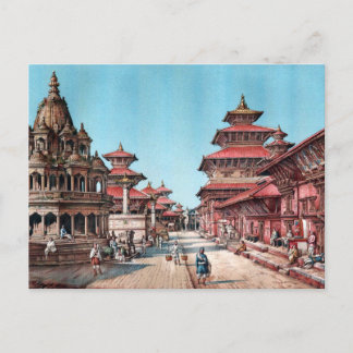 CARTE POSTALE RUE PRINCIPALE DANS PATAN, NÉPAL (1887)