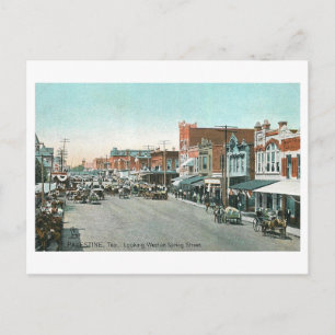 Carte Postale Rue Spring vintage, Palestine, Texas